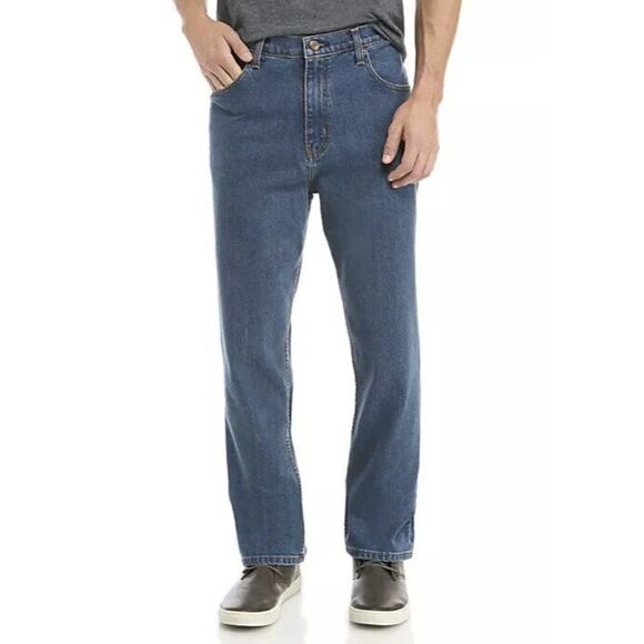 Saddlebred Denim Jeans Blue Relaxed Fit Straight Leg Stretch Mens Size 34x34 - Picture 1 of 9